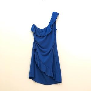 Blue one shoulder dress